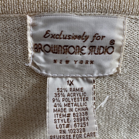 BROWNSTONE STUDIOS VINTAGE SPARKKLY METALLIC FAUX WRAP SWEATER 1X NEW NO TAGS - Picture 2 of 7